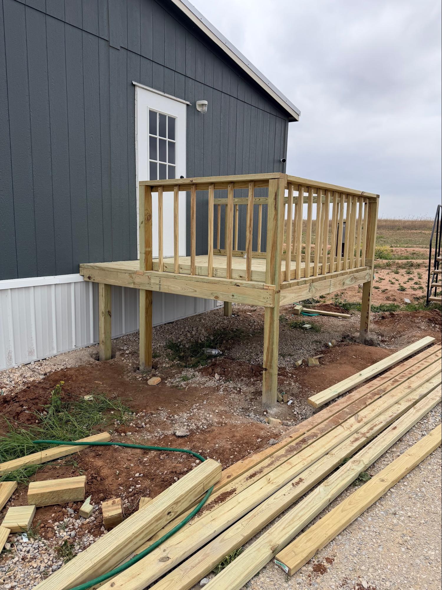 Completed deck with railing