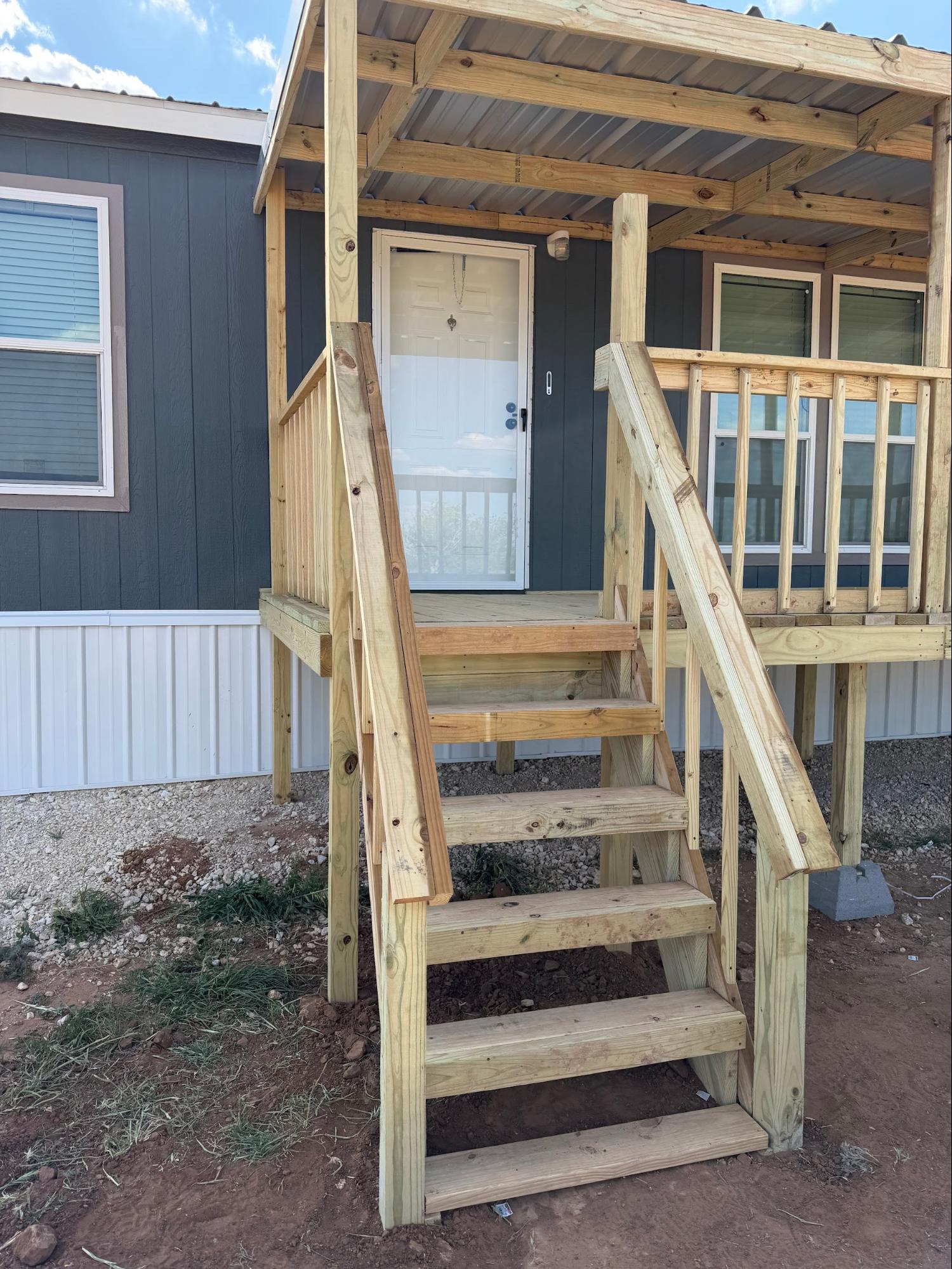 Covered porch staircase detail